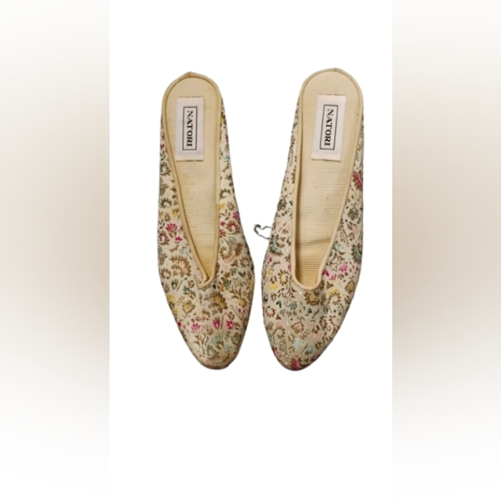 Vintage 1990s 2000s Natori Brocade Slippers Sz 6-6.5